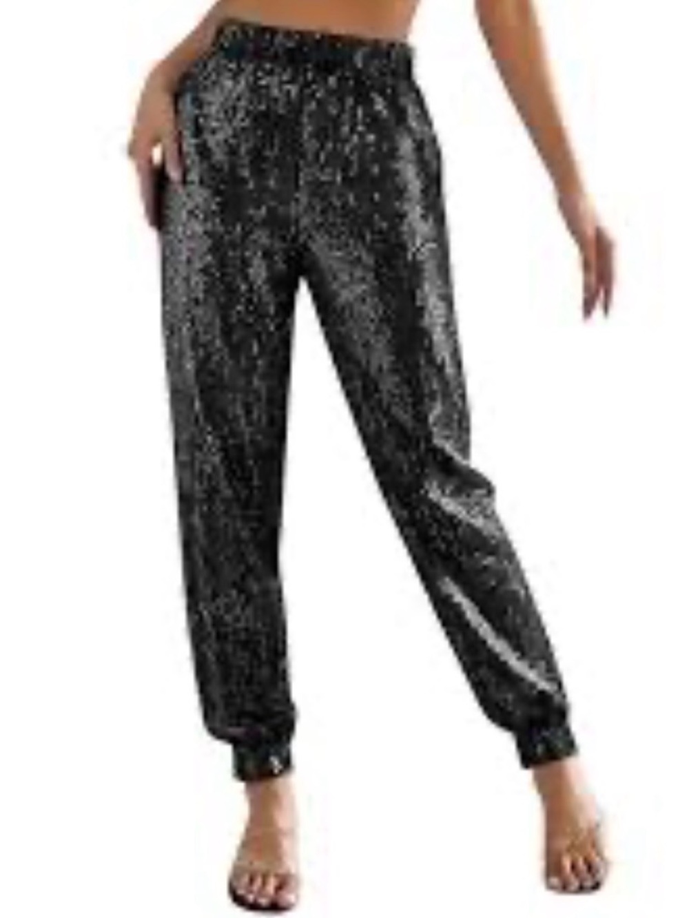 INC International Concepts Black Sequin Jogger Pants